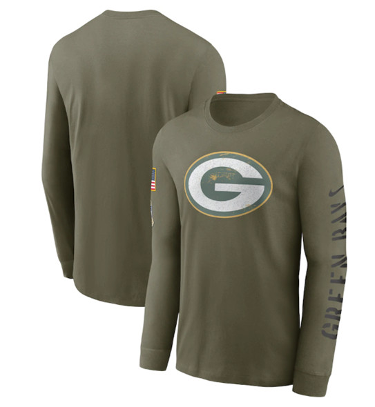 Men's Green Bay Packers 2022 Olive Salute to Service Long Sleeve T-Shirt